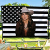 A portrait of singer Ella Langley-S against an American flag background.