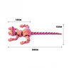 A realistic 3D printed figurine of a Sphynx cat, colored in shades of pink and purple, shown with various length measurements