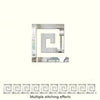 A close-up view of a white 3D acrylic mirror wall sticker featuring an ornate corner design.
