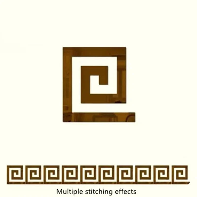 A gold-toned, square decorative edge and corner trim sticker design with a swirling pattern.
