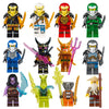 A collection of various Golden Ninja building block figures in different colors and styles.