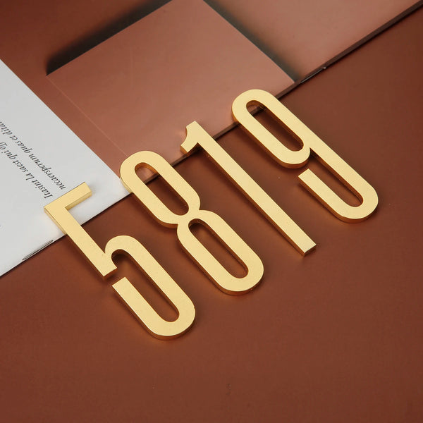 Polished Gold House Number with Self-Adhesive Backing