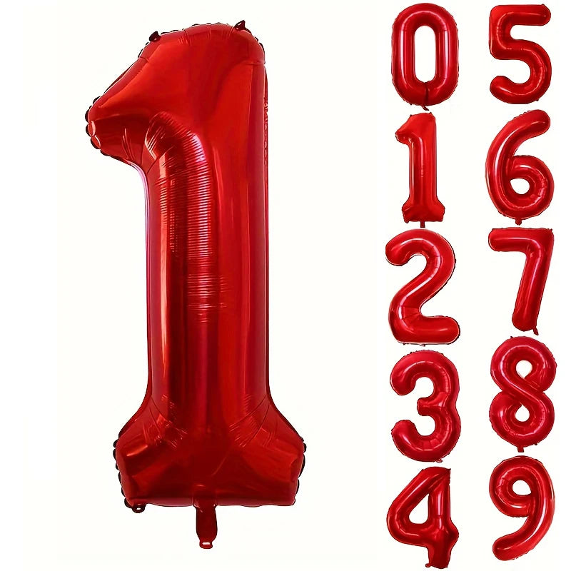 Large Red Number Foil Balloon for Birthday and Anniversary Decor