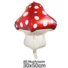 A red and white polka dot 4D mushroom balloon decoration.