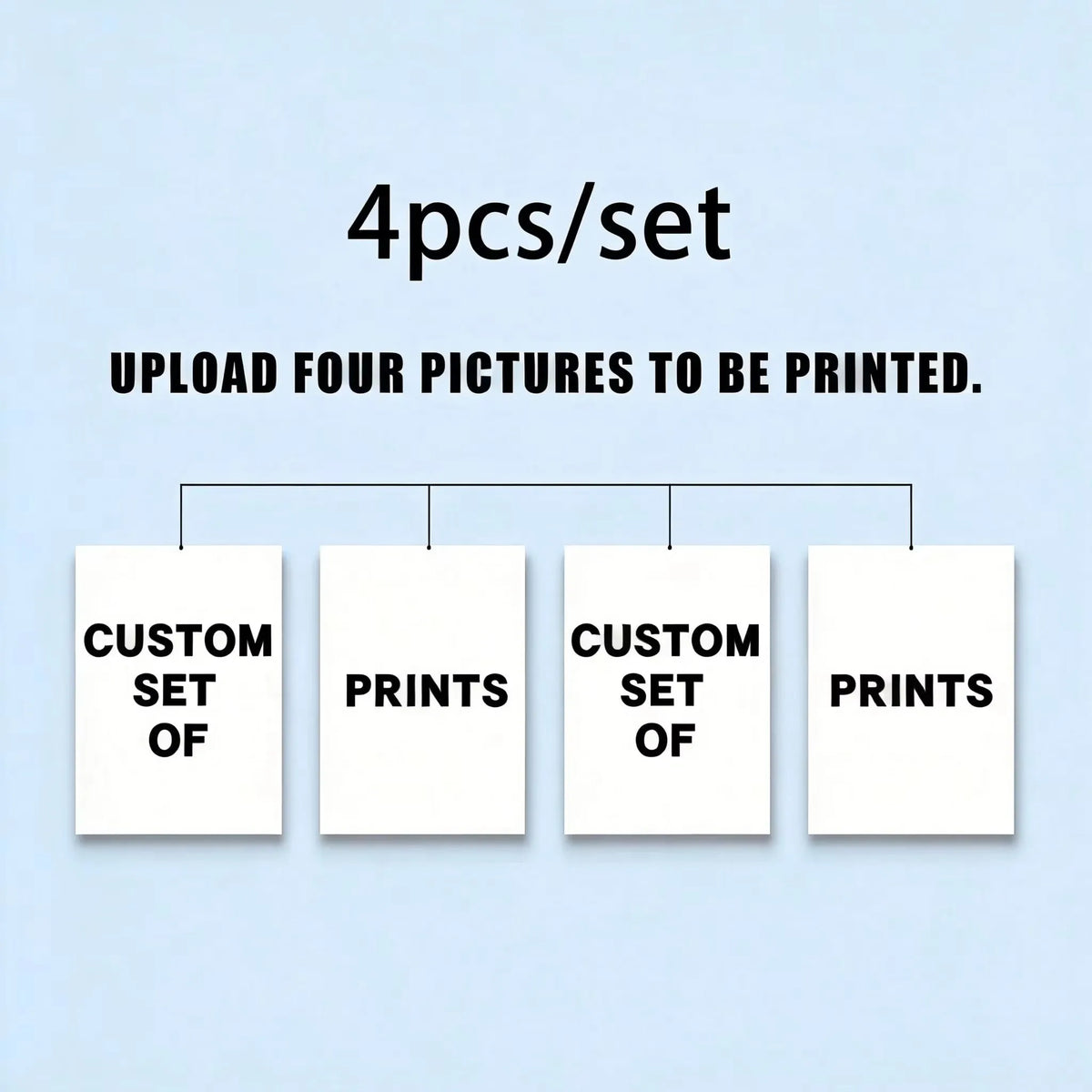 Four prints set for custom canvas photo wall art printing service.