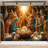 Starry Night Nativity Scene Backdrop for Christmas Celebrations