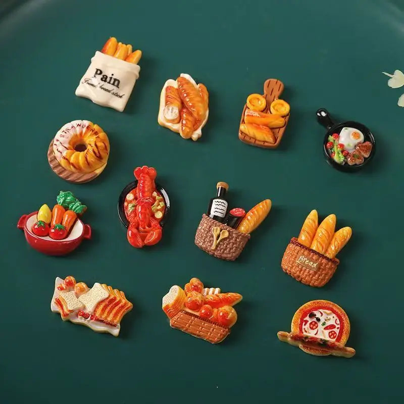 Realistic Bread Fridge Magnets Set — Cute Kitchen Decor & Note Holders