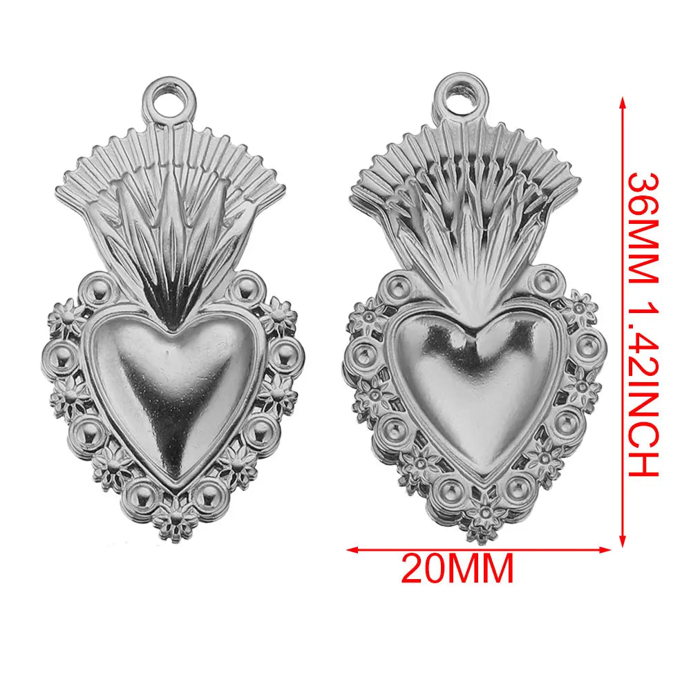 Gold Sacred Heart Charms for Jewelry Making