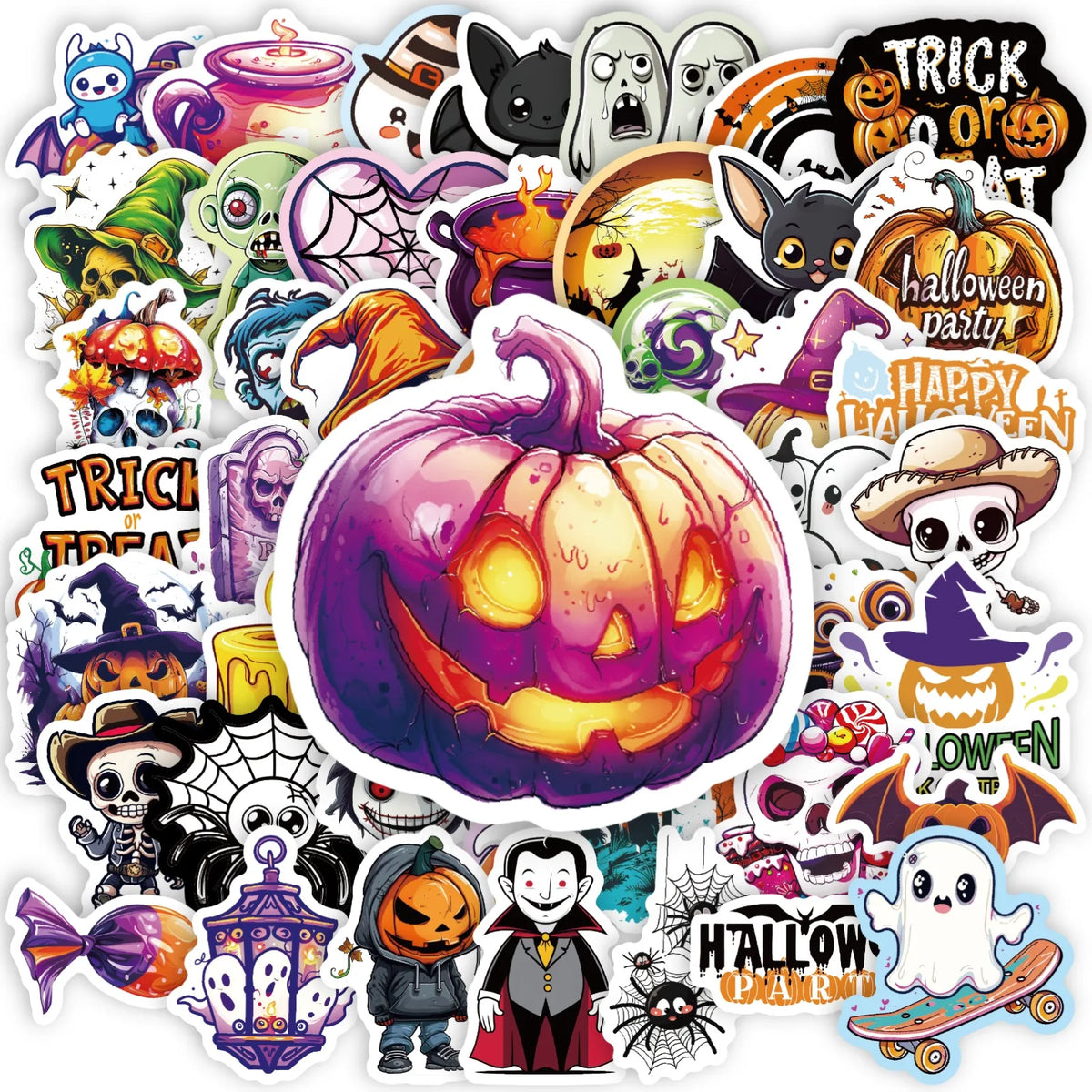 Halloween Sticker Pack – 50 Waterproof Die-Cut Decals