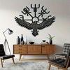 Viking Raven Metal Wall Art with Celtic Compass Symbol