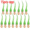 A set of 15 mini retro troll doll collectible figures in various shades of green.