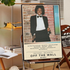Vintage-style wall art poster of Michael Jackson titled Off The Wall displayed on a stand.