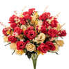 A vibrant bouquet of red and peach silk rose flowers for weddings and home decor.