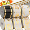 Rolls of gold and white self-adhesive PVC skirting board trim for waterproof finishing