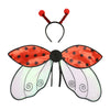 An insect wing and headband costume set featuring orange and black striped antennae and iridescent wings.