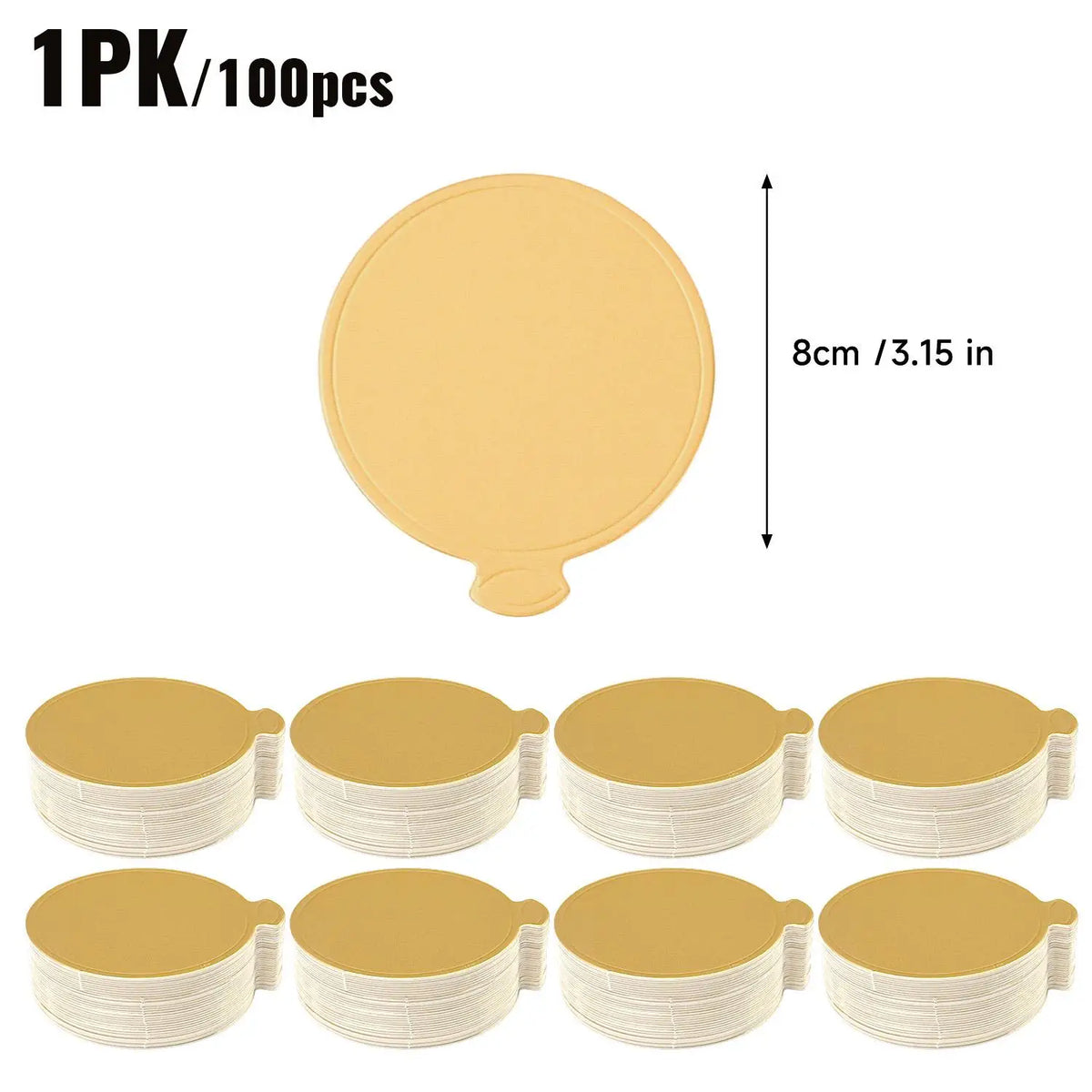 Ensemble de 10 plateaux réutilisables dorés pour présentations de gâteaux et pâtisseries, largeur de 8 cm.