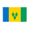 A vertical flag design with blue and yellow stripes and a green field featuring a diamond shape.