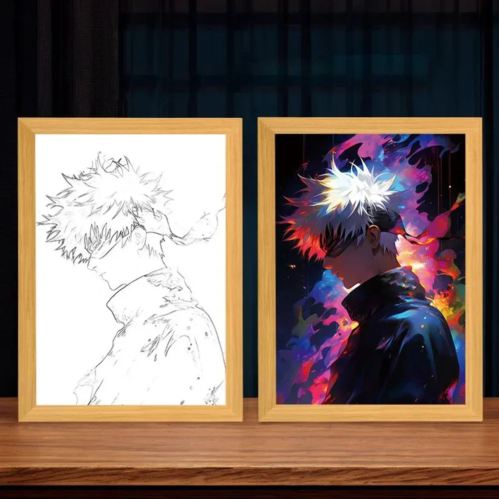 Anime Satoru Gojo LED Lighted Photo Frame with Three Color Modes