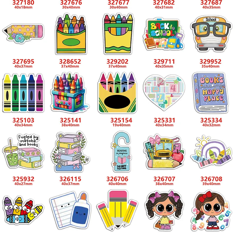 A collection of flatback resin craft embellishments for bows and DIY projects featuring various colorful shapes and designs.