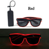 A pair of red light up EL wire party sunglasses shown in a close-up view.