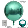 A green 4D balloon is shown with a hook and ribbon for decoration.