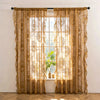 Vintage Golden Floral Lace Sheer Curtains with Ruffled Edge