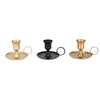 Elegant metal candle holder with handle for dining and decor in gold and black finishes