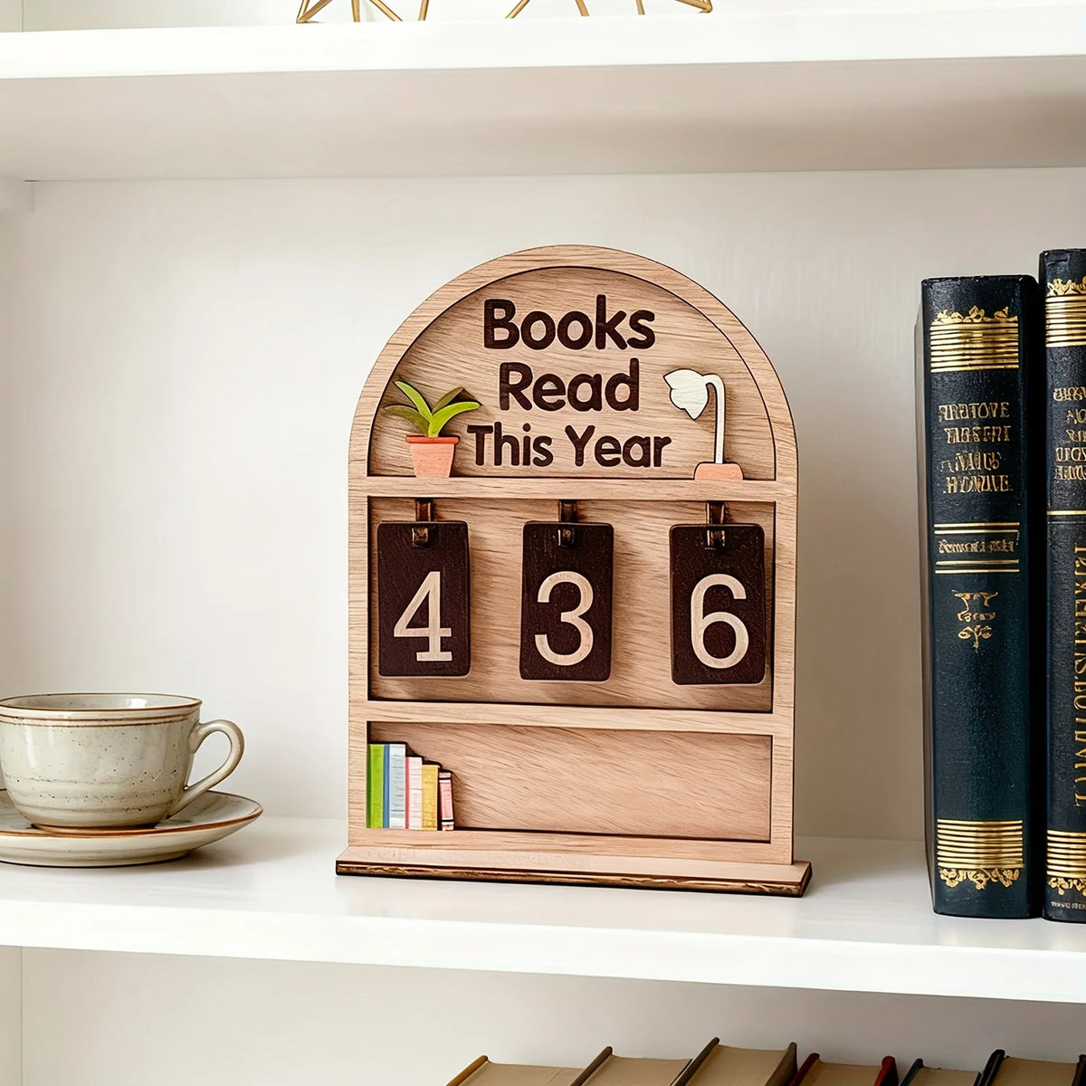 Wooden Book Tracker Display