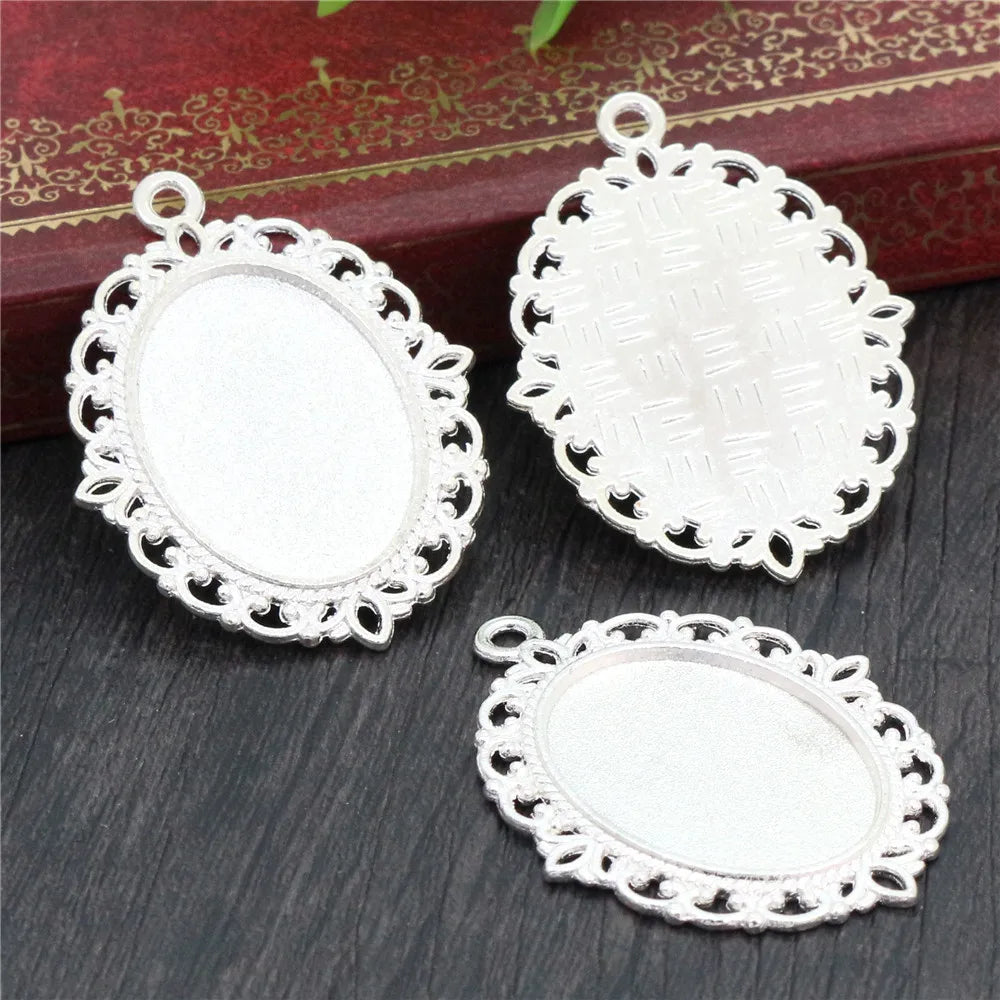 Vintage Style Cameo Pendant Bases with Ornate Gold or Silver Finish