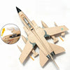 A detailed model of a Panavia Tornado fighter jet built from light tan building blocks.