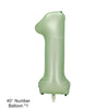 A single 40 inch number balloon in a light sage green color.