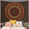 Bohemian mandala tapestry wall hanging featuring intricate floral patterns in earthy tones.