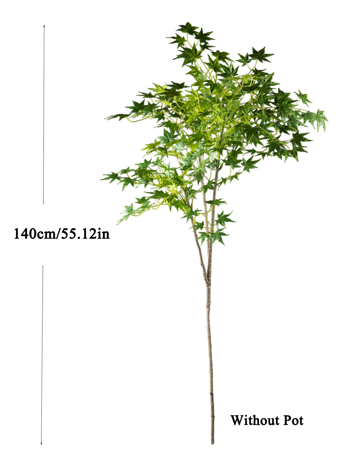 Artificial maple tree with silk leaves, 140cm tall, shown without a pot.