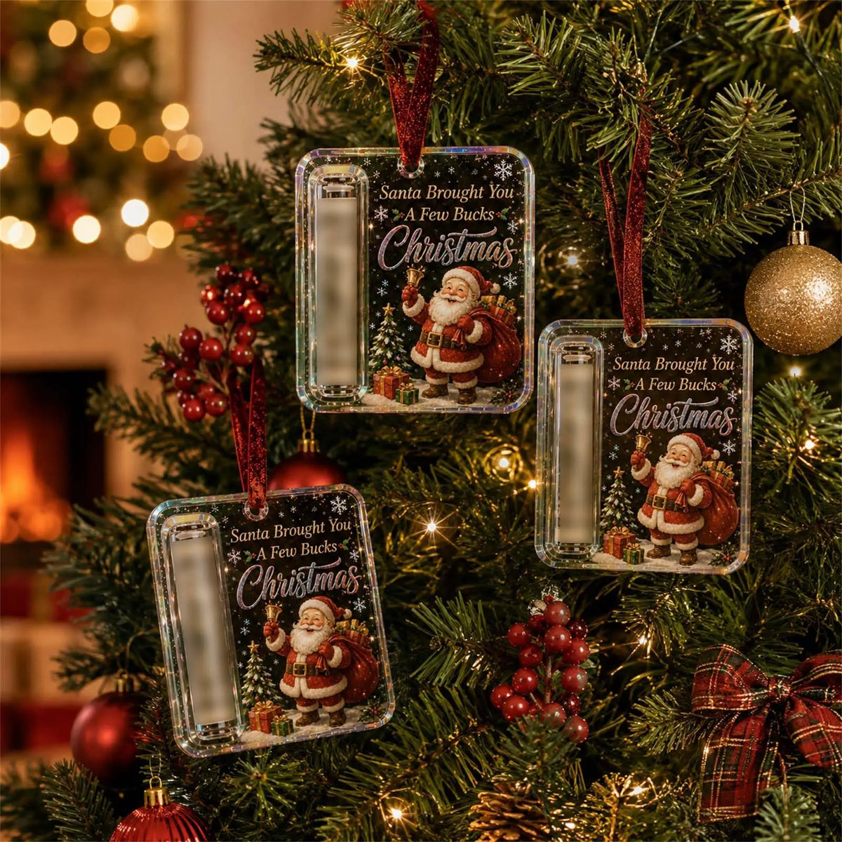 Crystal Clear Christmas Cash Gift Holder Ornaments