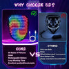 A comparison graphic showing features of a gesture-activated LED Halloween mask versus others.