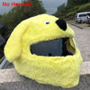 Yellow cartoon plush helmet cover for a full-face motorcycle helmet