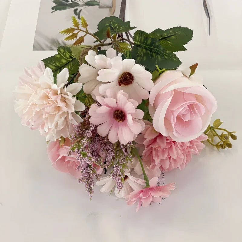 Artificial Fall Rose & Chrysanthemum Bouquet