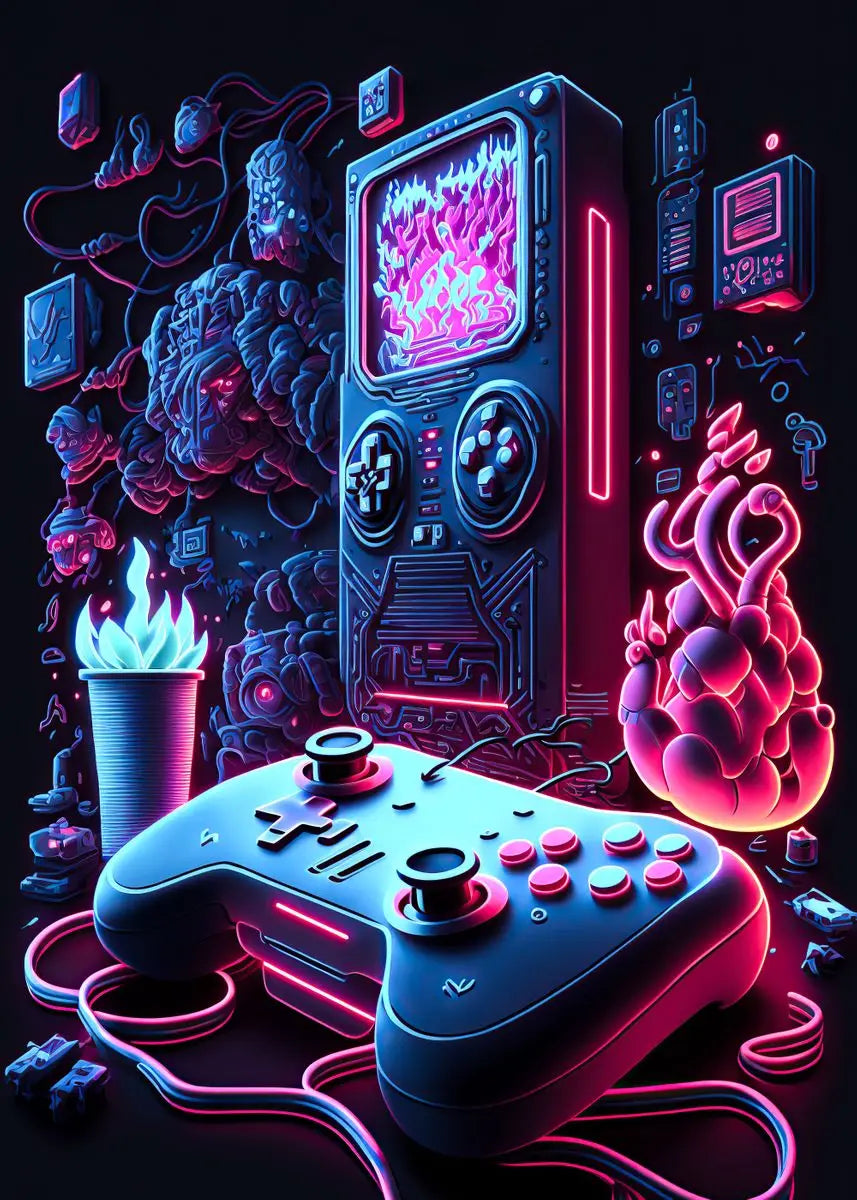 Neon Gamer Controller Diamond Painting Kit
