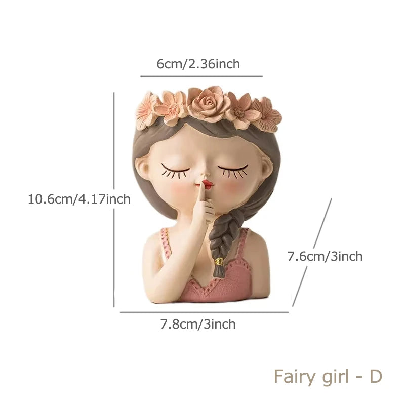 Resin Cartoon Girl Flower Planter
