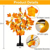 A tabletop decoration of an autumn maple tree with 48 maple leaves and adjustable branches, featuring 24 LED lights.