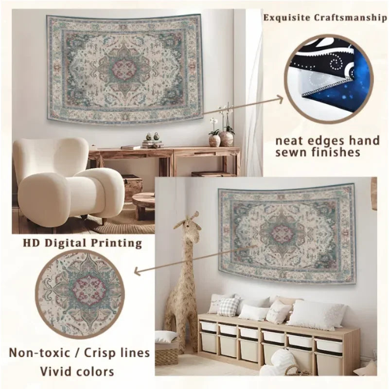 Tenture de vampire gothique, art mural avec motifs complexes et couleurs vives, dans un intérieur moderne.