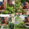 A collection of patriotic garden flags featuring a Native American figure and the text MERICA EST 1776 displayed in various o
