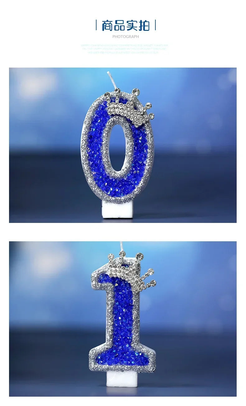 Blue Crown Number Birthday Candle