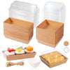 A set of minimalist kraft cardboard sandwich boxes for pastries, bread, and Swiss rolls, including clear plastic sleeves.