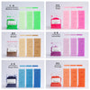 A collection of colored liquid dye colorants in various shades including green, pink, brown, lavender, blue, and orange for D