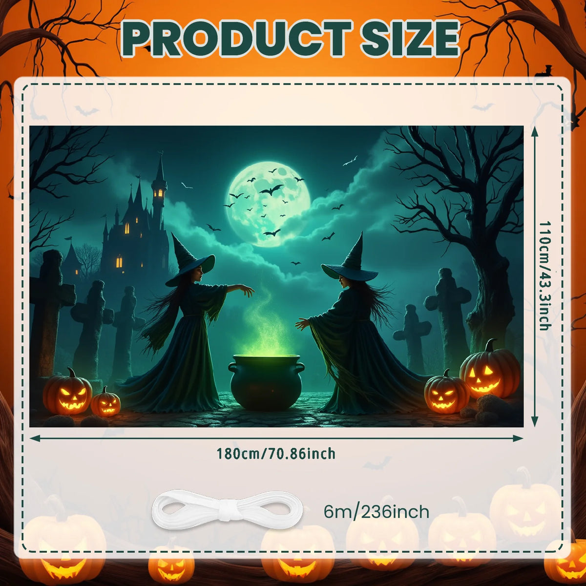 Large Halloween Witch Door Banner with Classic Spooky Design