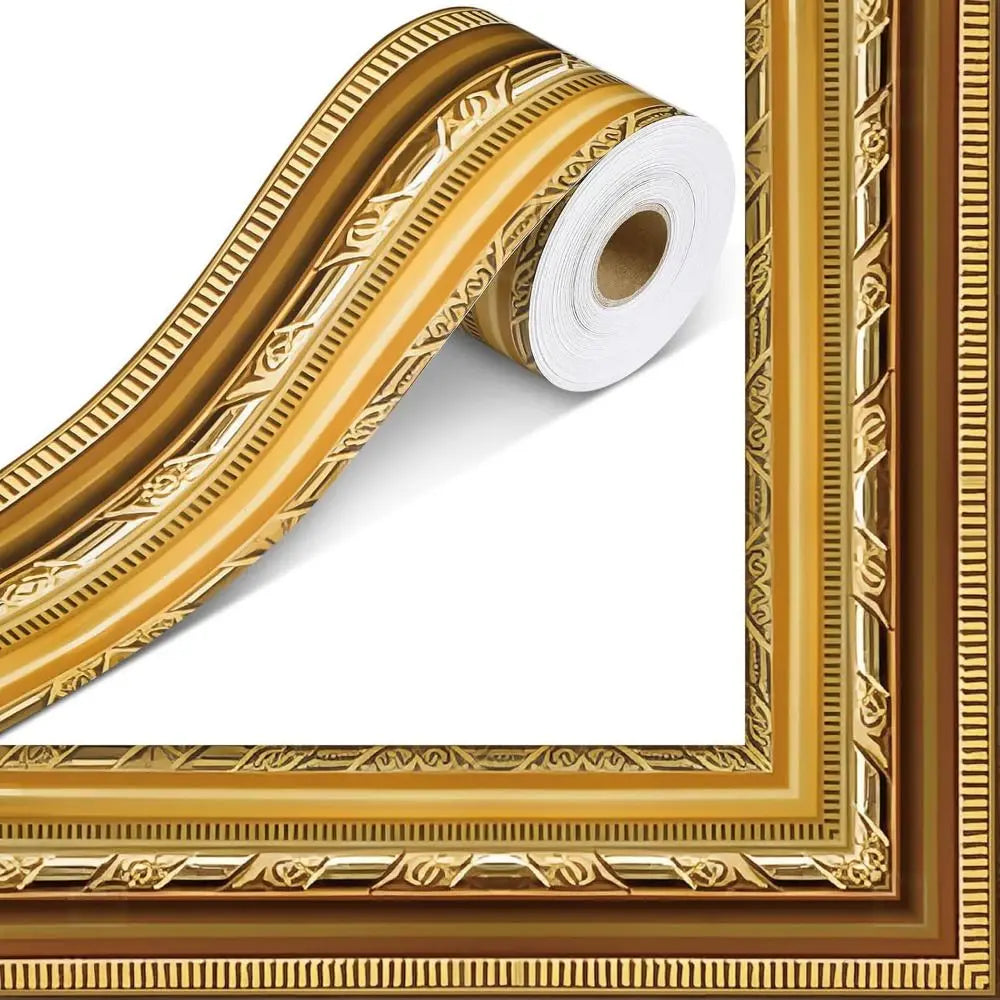 Vintage Gold Self-Adhesive Decorative Border Sticker Roll for DIY Projects