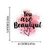 A pink watercolor sticker featuring the text You are beautiful with a heart design.
