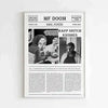 A black and white canvas art poster featuring the MF DOOM magazine cover titled MM..FOOD.