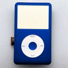 A blue iPod front faceplate with a white screen and a circular clickwheel replacement kit.